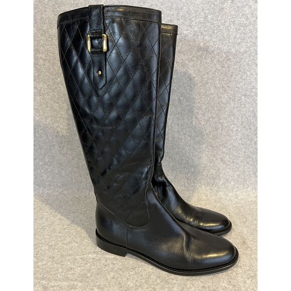Brooks Brothers Quilted Black Lace-Up Boots - Picture 1 of 7